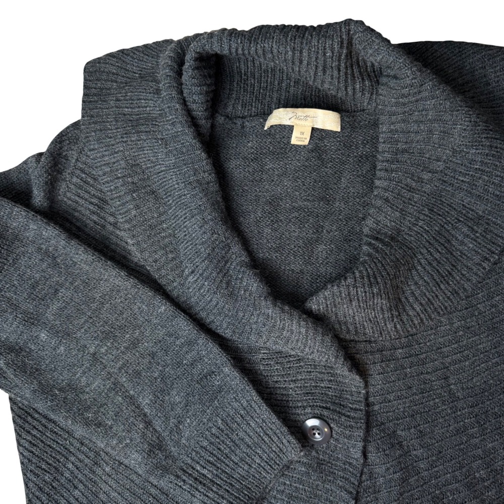 Motto Cardigan Sweater Women 1X Gray Asymmetrical Shawl Collar Knit Cozy